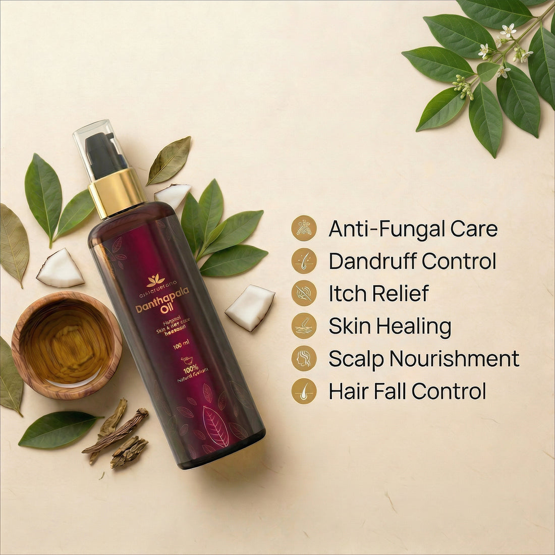 Ayurprabhava - 100ml - Danthapala oil for dandruff and skin care