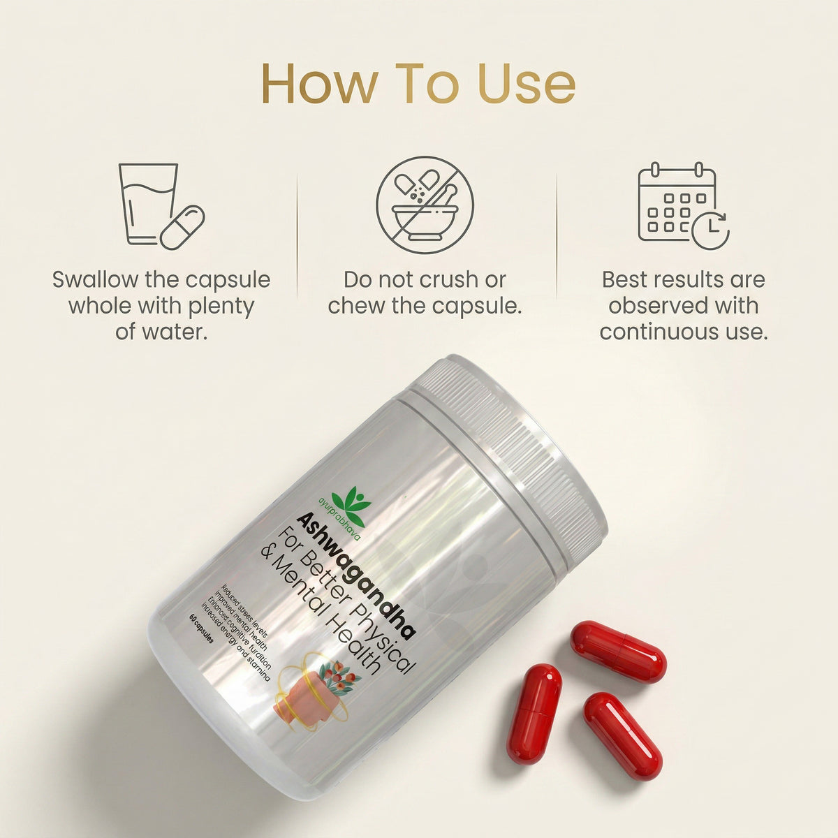 Ayurprabhava Ashwagandha - 60 capsules- Ayurvedic Medicine for Stress, Mental Health Boost, and Healthy Sleep