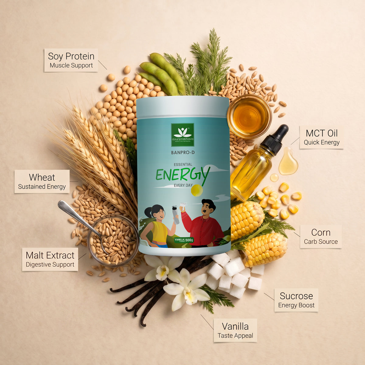 Banpro-D - 500g - Ayurvedic energy supplement | Vanilla Flavour