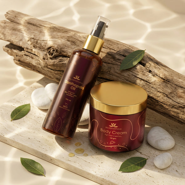 Ayurprabhava Healthy Skin & Hair Combo - Danthapala Oil - 100 ml + Body cream - 100 g