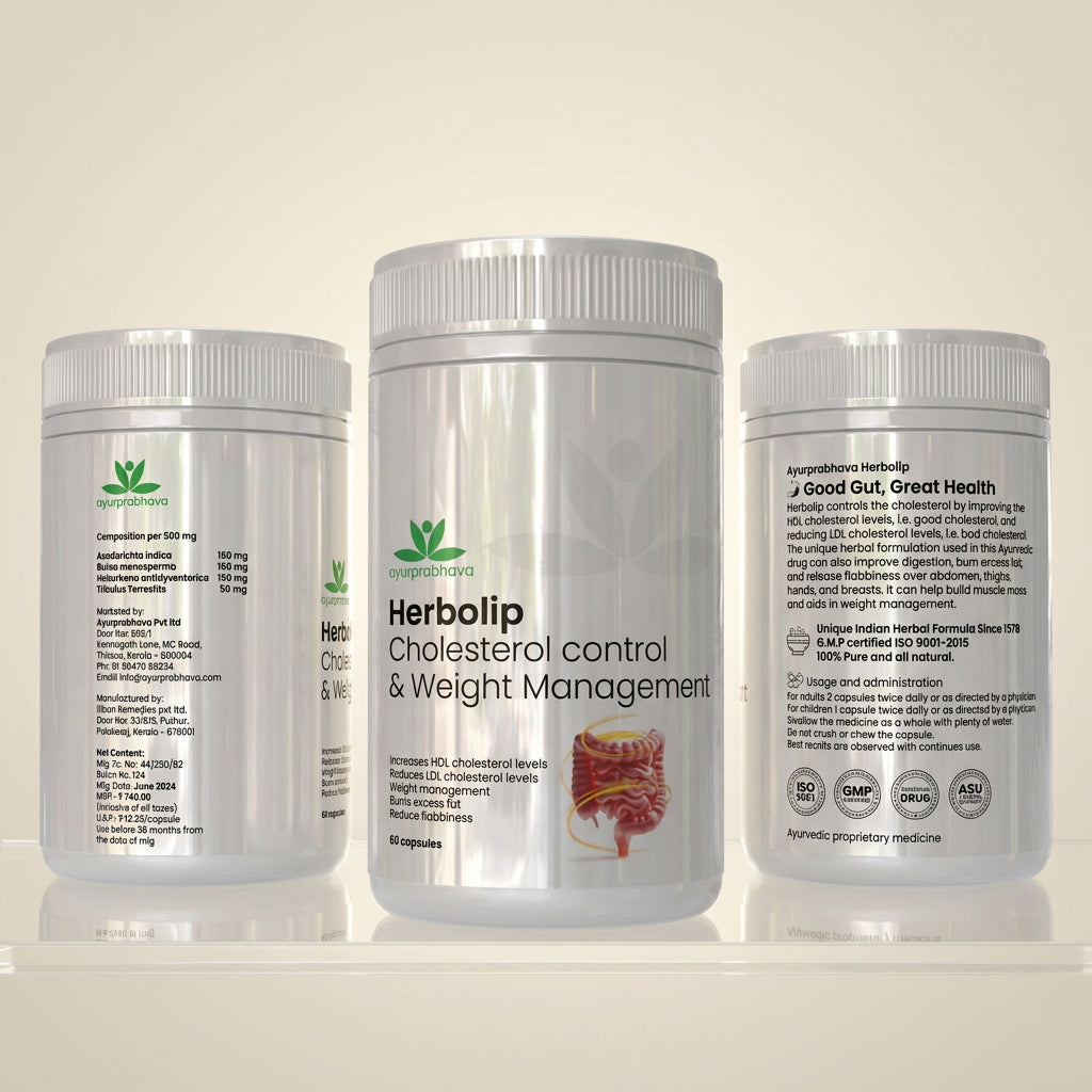 Herbolip - 60 capsules- Ayurvedic Medicine for Cholesterol Control