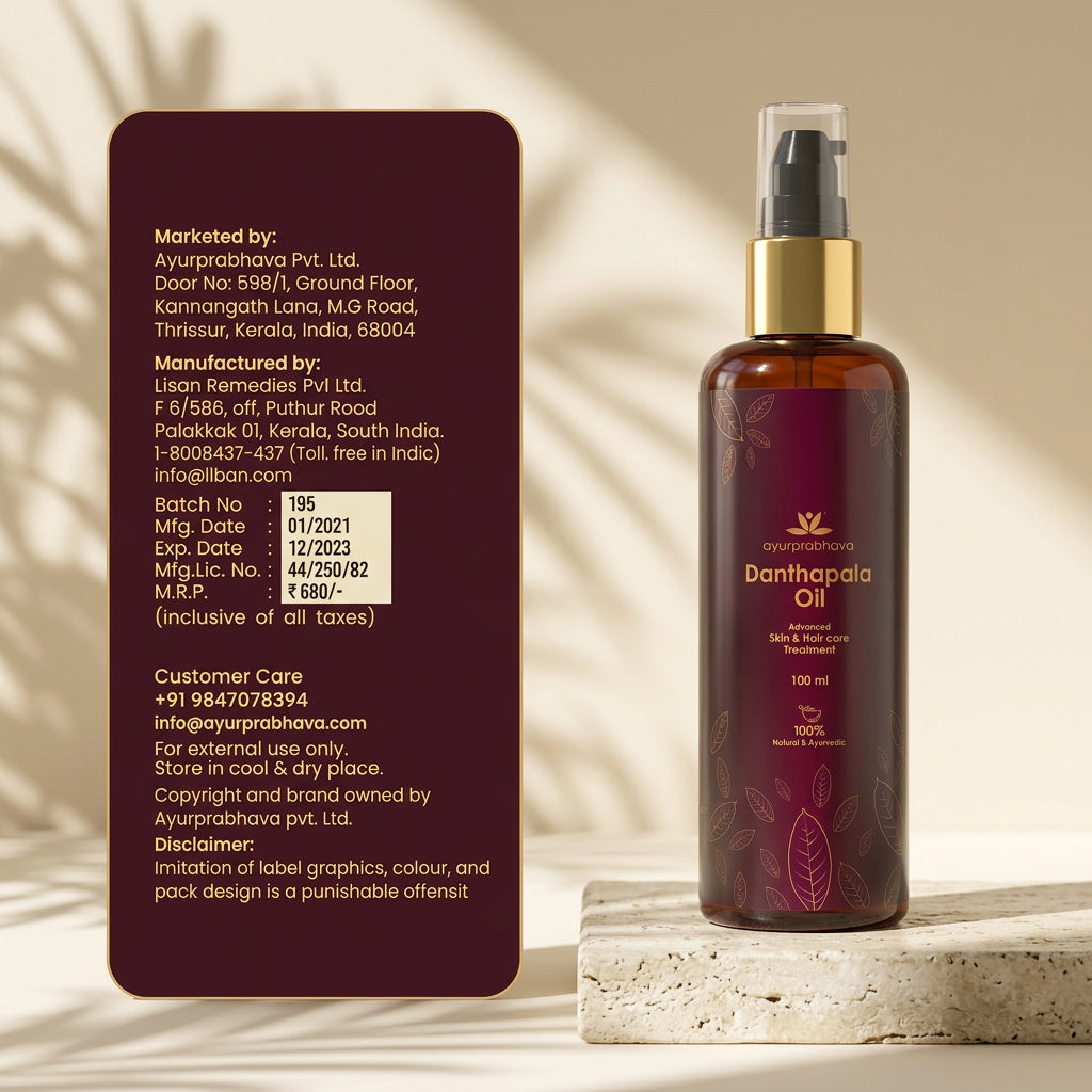 Ayurprabhava - 100ml - Danthapala oil for dandruff and skin care