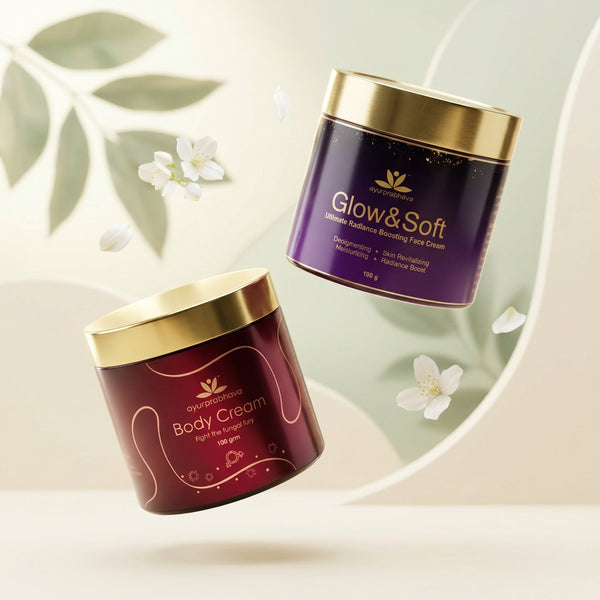 Ayurprabhava Skin Care Combo for healthy and glowing skin - Body cream - 100 g + Face cream - 100 g